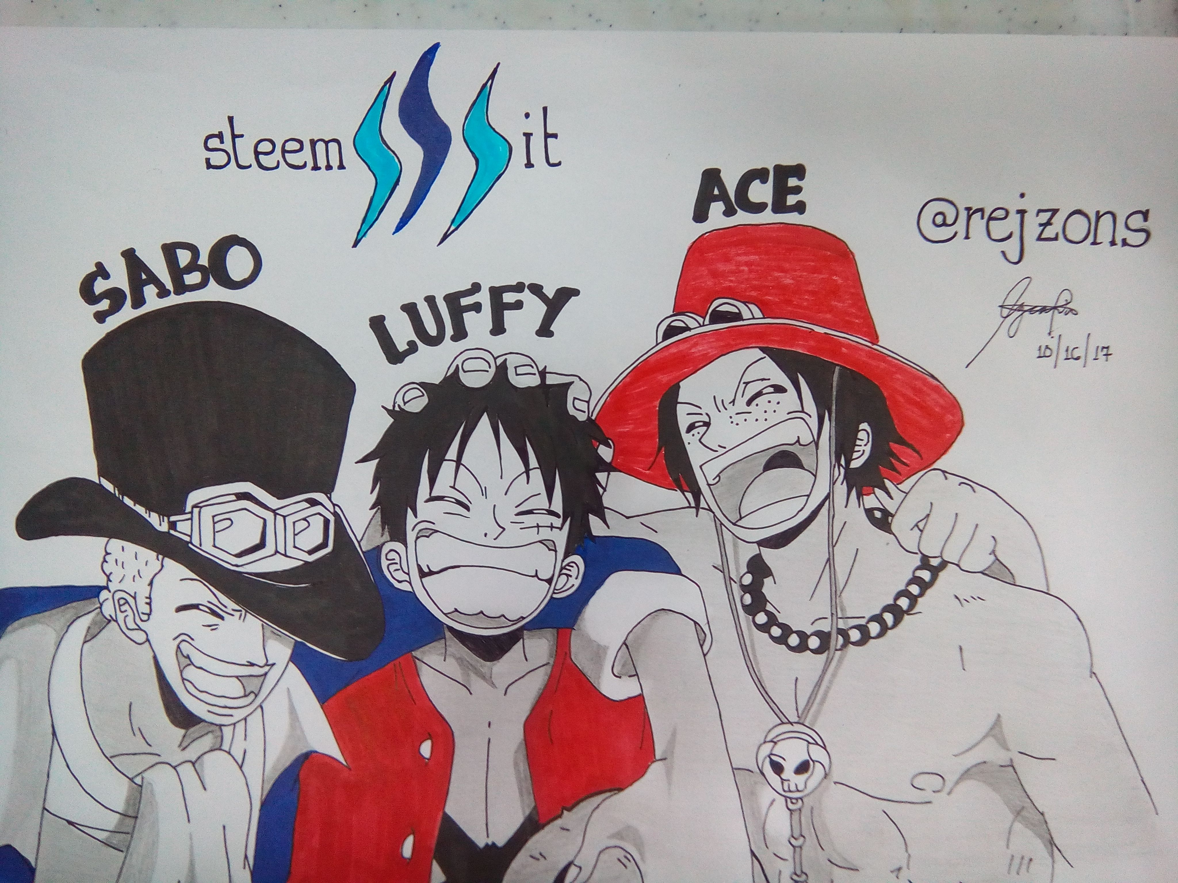 Ace, Sabo e Luffy #DrawingChallenge