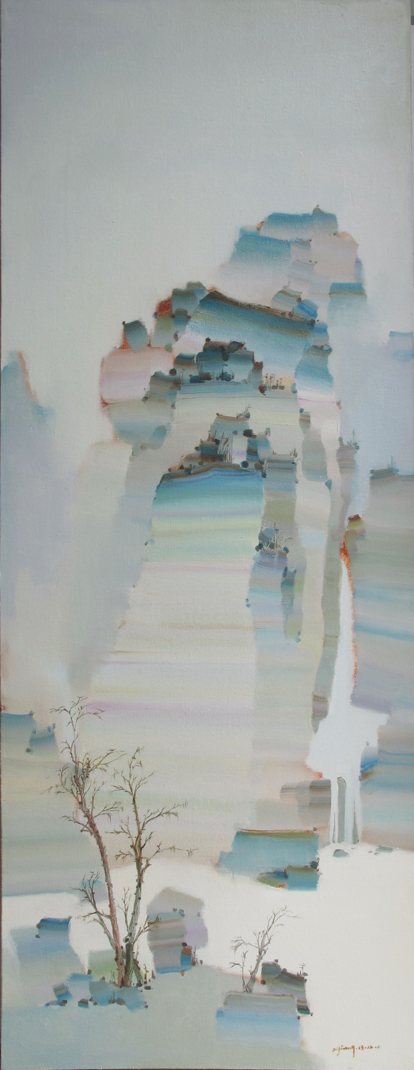 《新山水图》系列2-油画-45x120cm.JPG