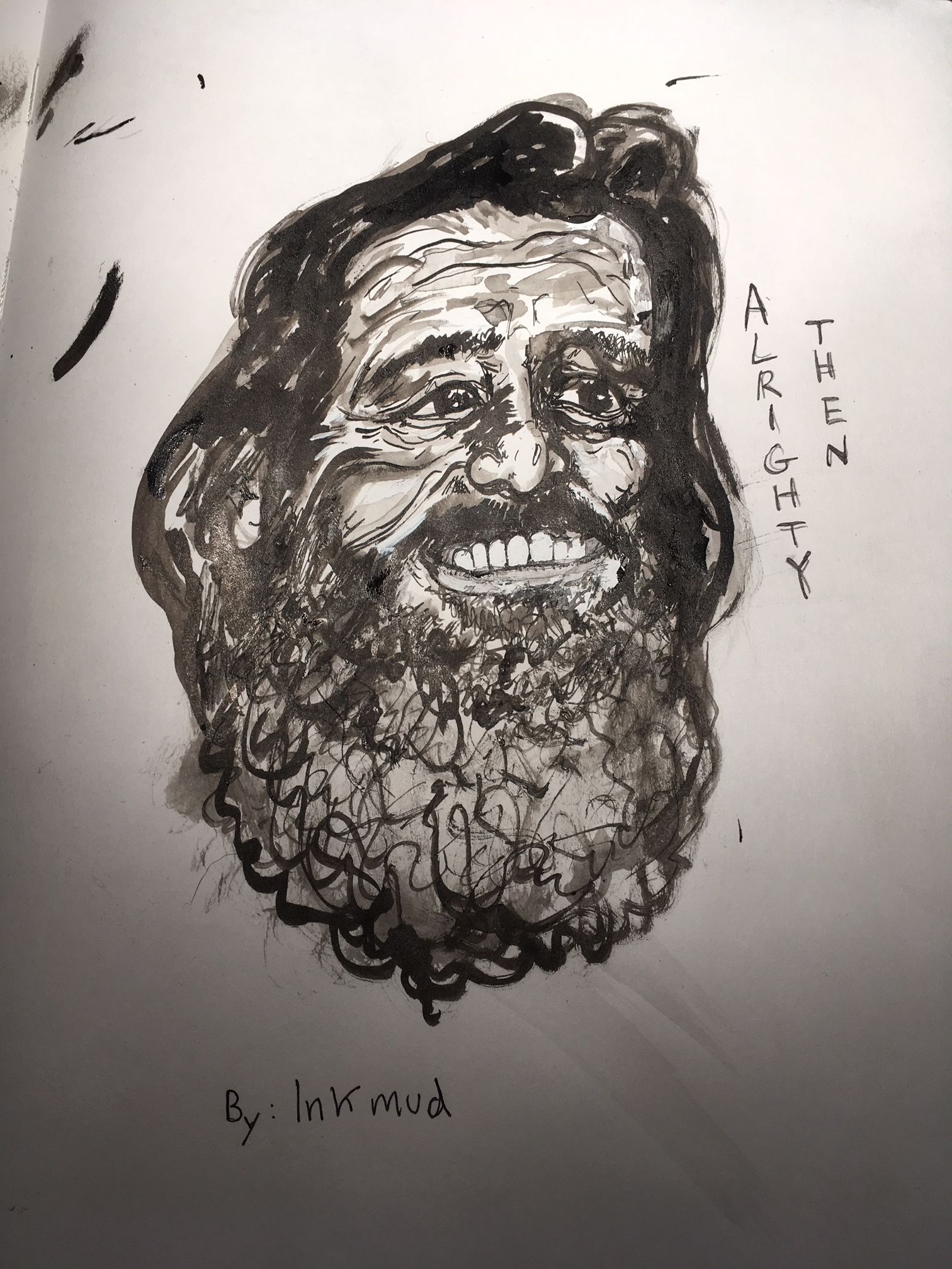 Ink Drawing Of Jim Carrey W Beard By Inkmud Steemit - 