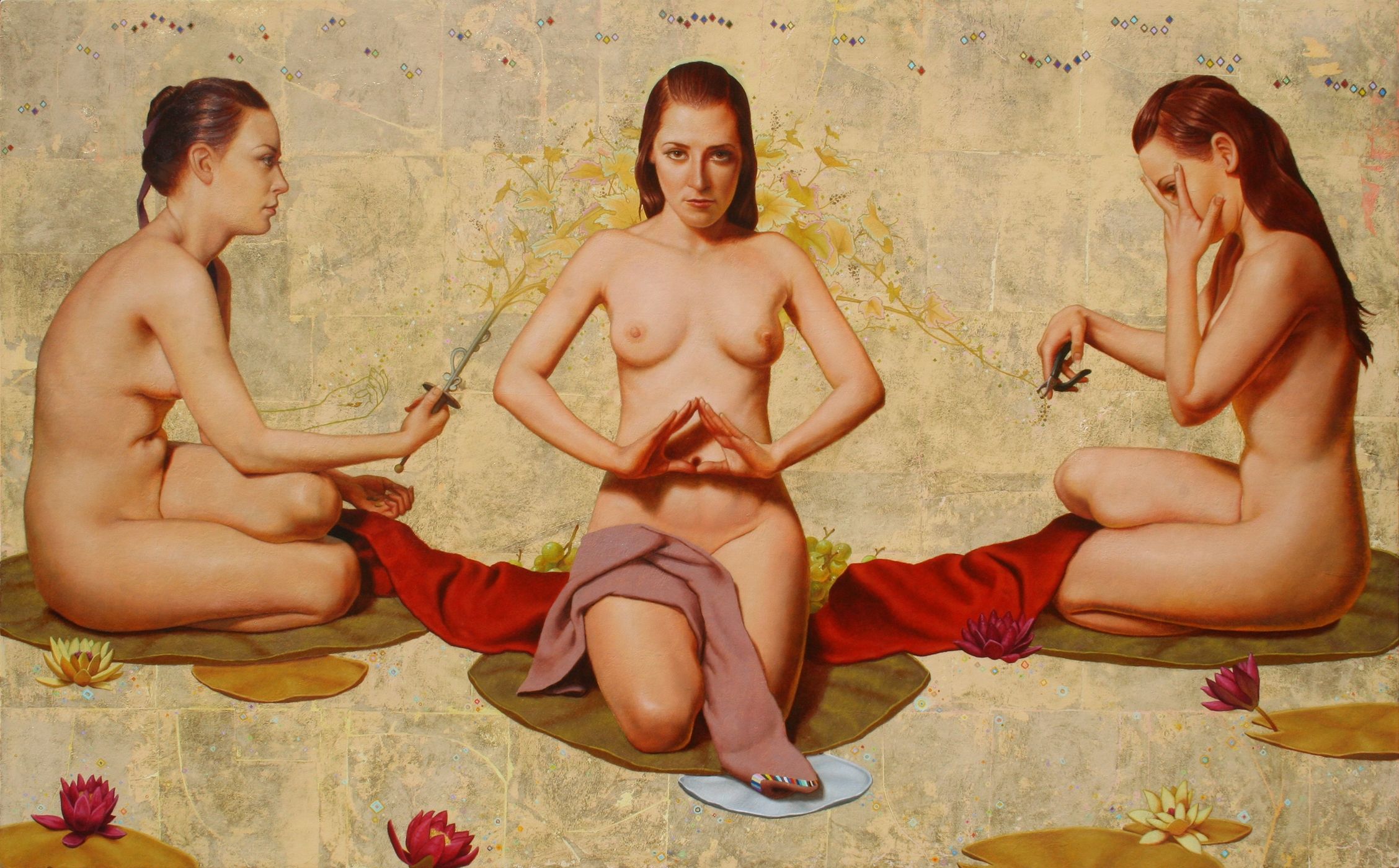 Sedgwick_Chris_"TheThreeFates"_30"x48"_OilGoldLeafonBirch_20x14_websize_$14,600(Sold).jpeg