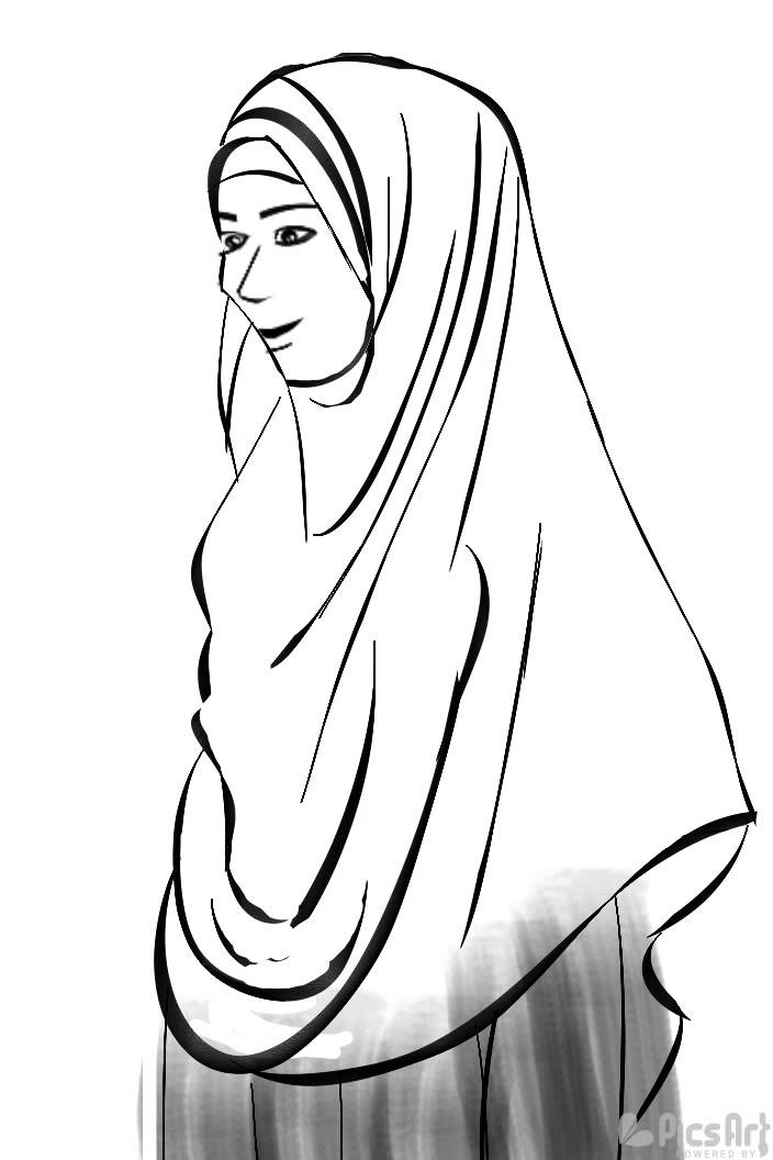 Gambar Sketsa Wajah Wanita Berhijab – Rajiman