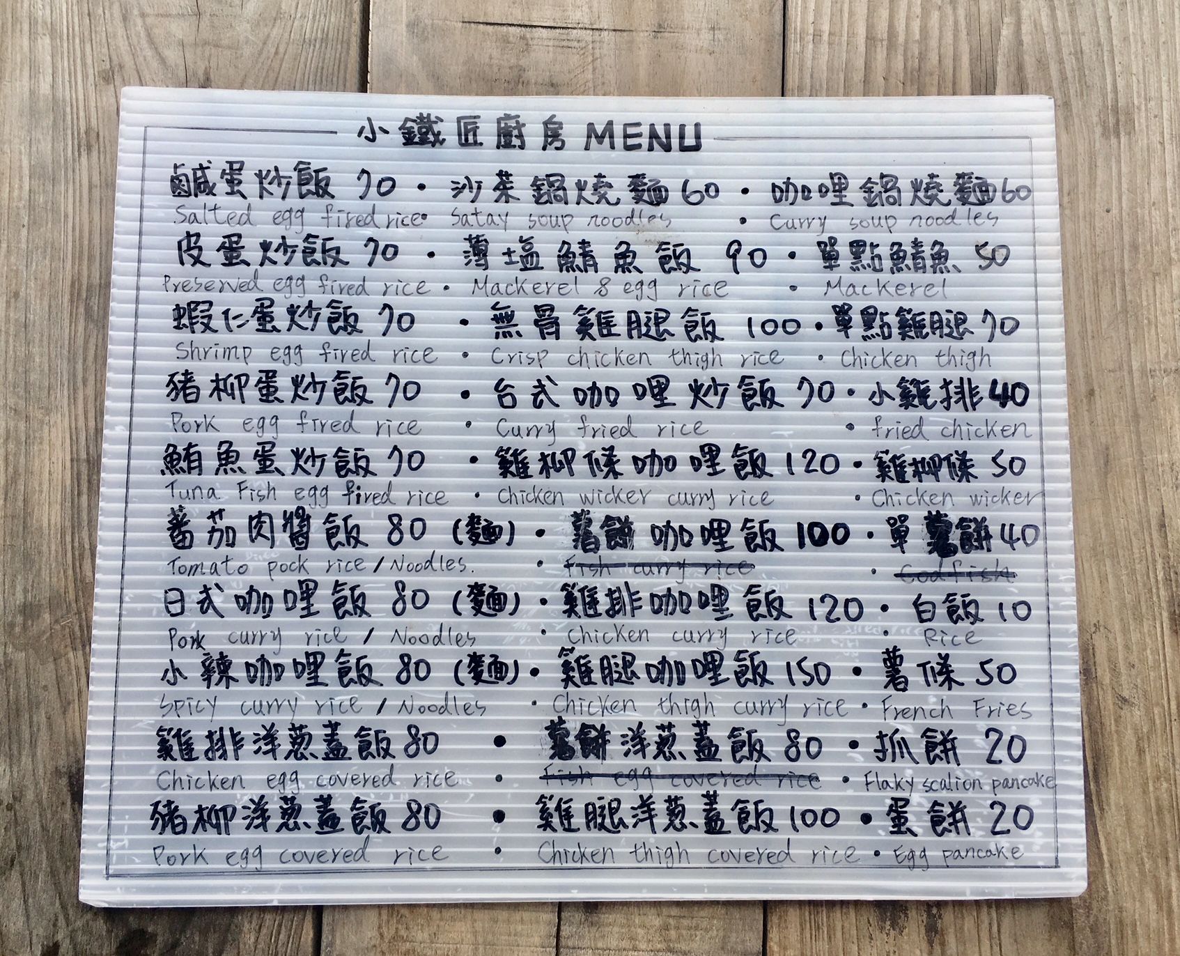 menu