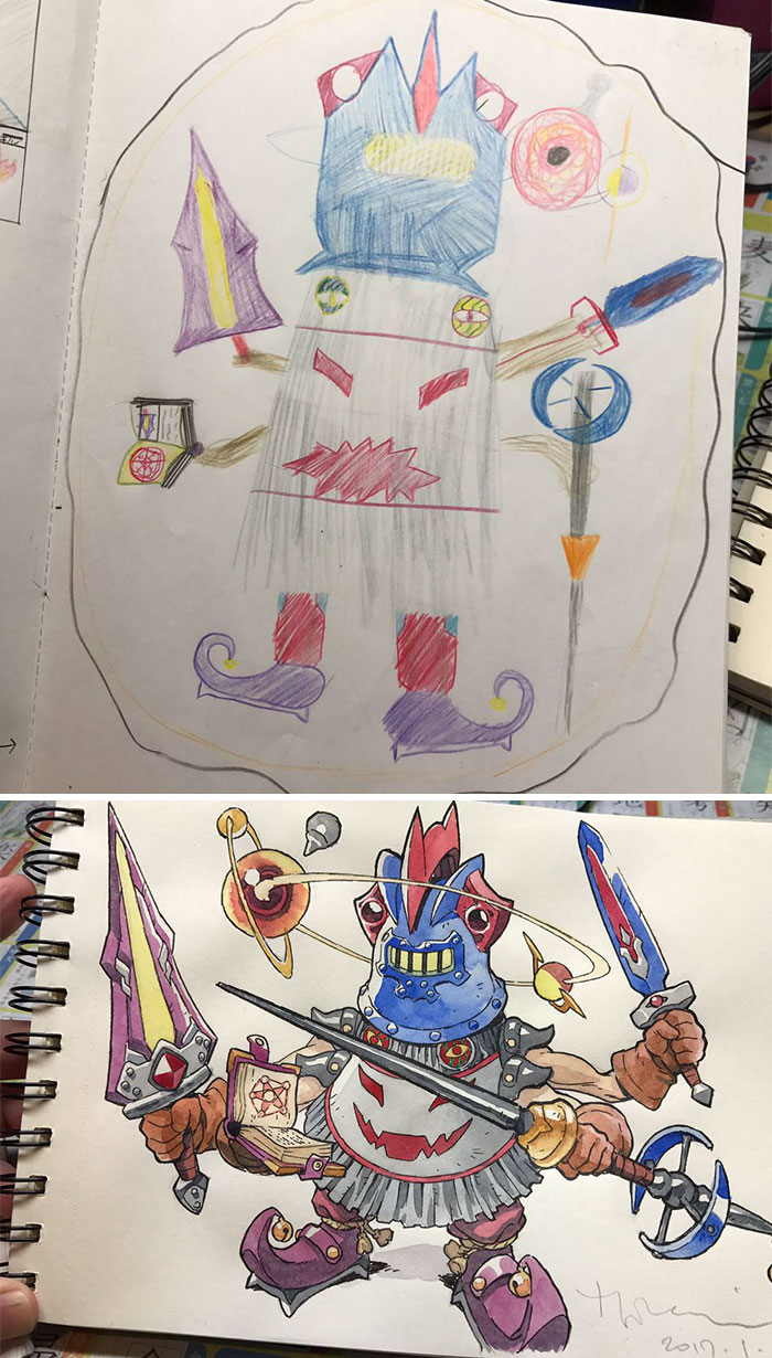 Father Converts His Children S Drawings To Anime Characters Steemit