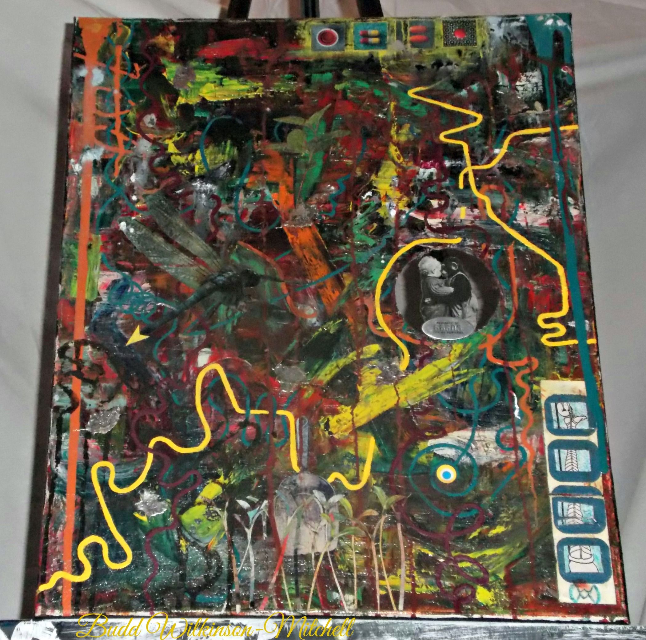 Chimpanzee Human Hug #66605 2013 20x16 Inch Mixed Media on Canvas.jpg