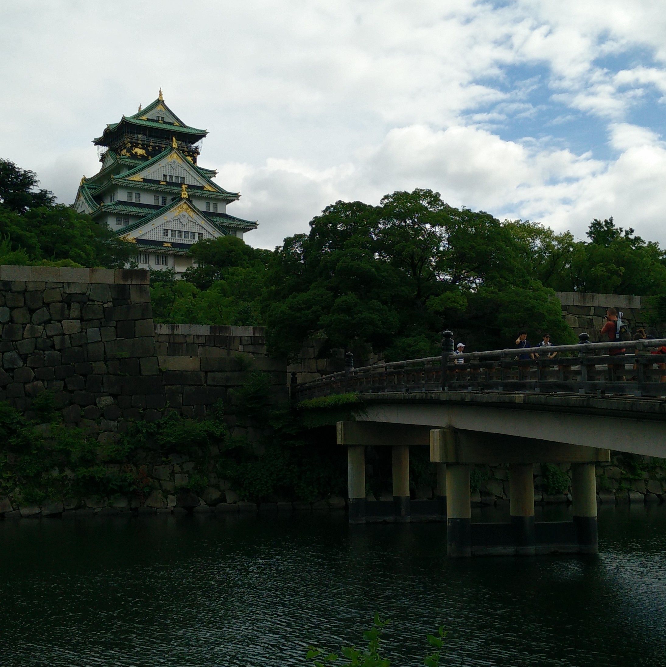 Osaka castle with river