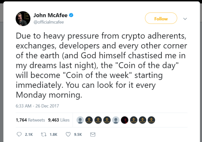 John McAfee on Twitter