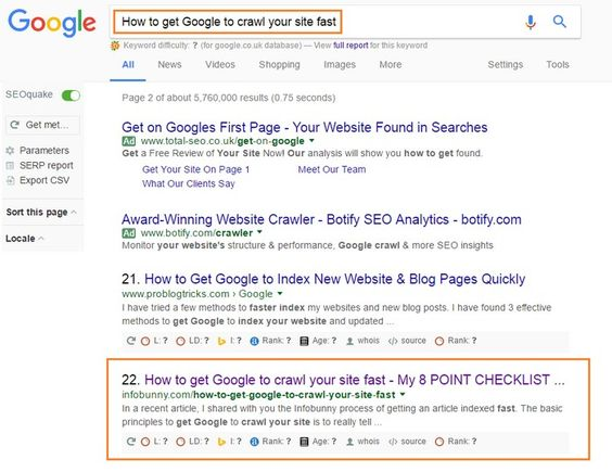How to get Google to Index and Crawl your site -Infobunny -Indexed in under 4 hours
