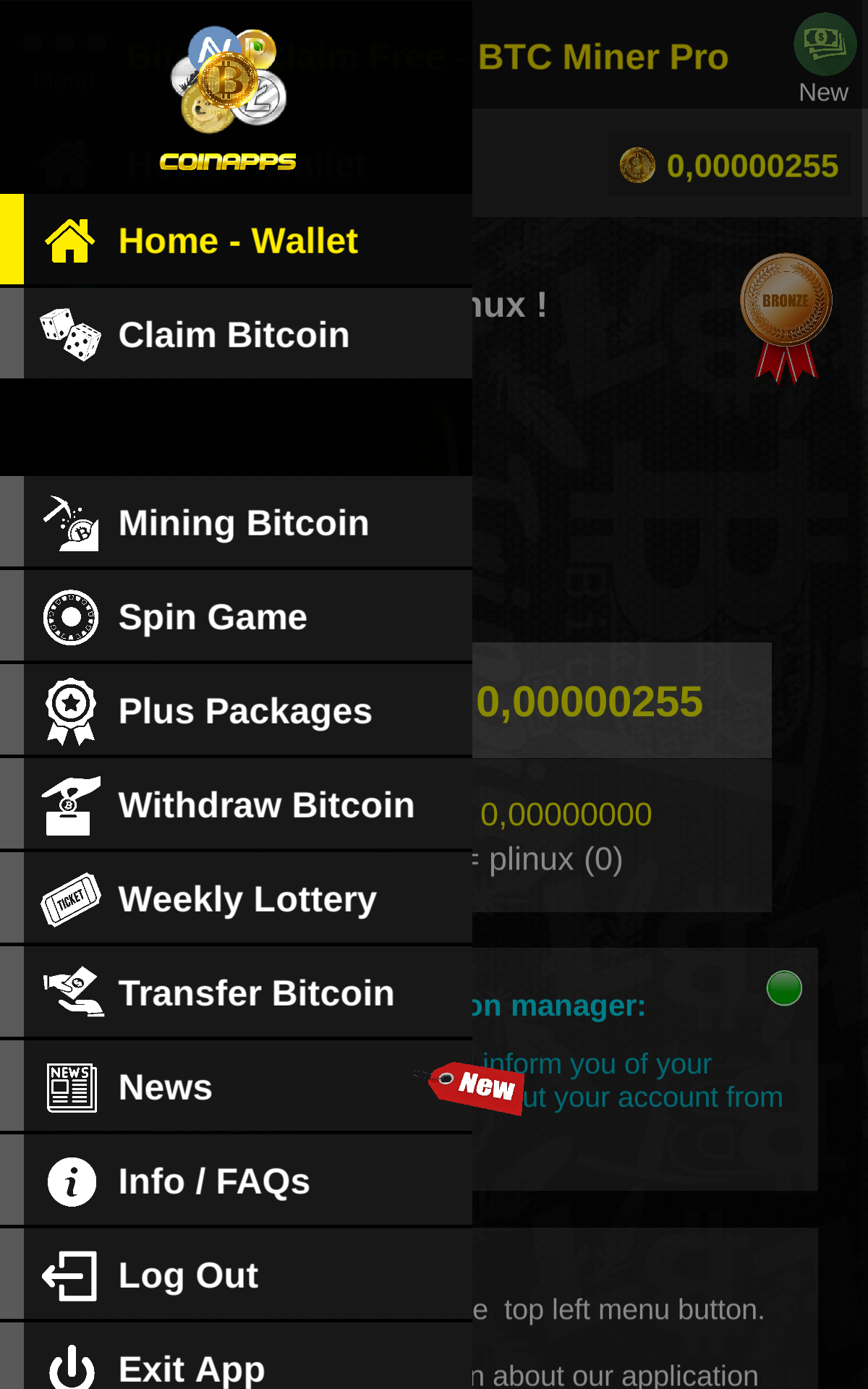 Android App Claim Free Bitcoin Every 15 Min Lottery Mining - 