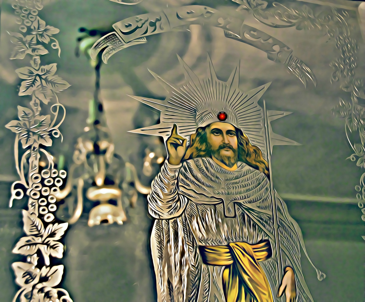 dave and An_image_of_Zoroaster_on_mirrored_etched_glass_at_the_Zoroastrian_fire_temple_Taft_Iran.jpg