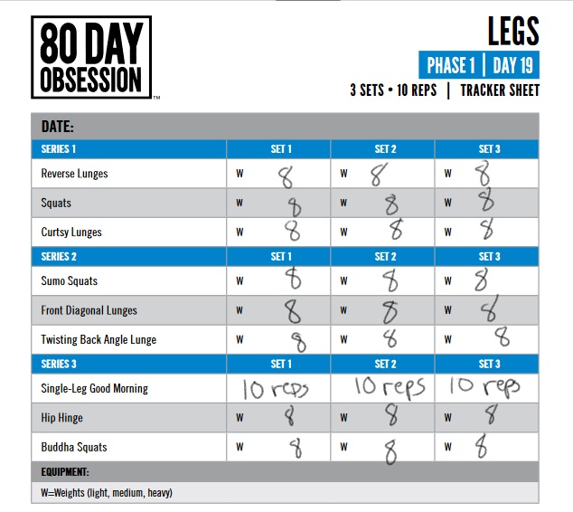 10 Minute 80 day obsession workout calendar pdf 
