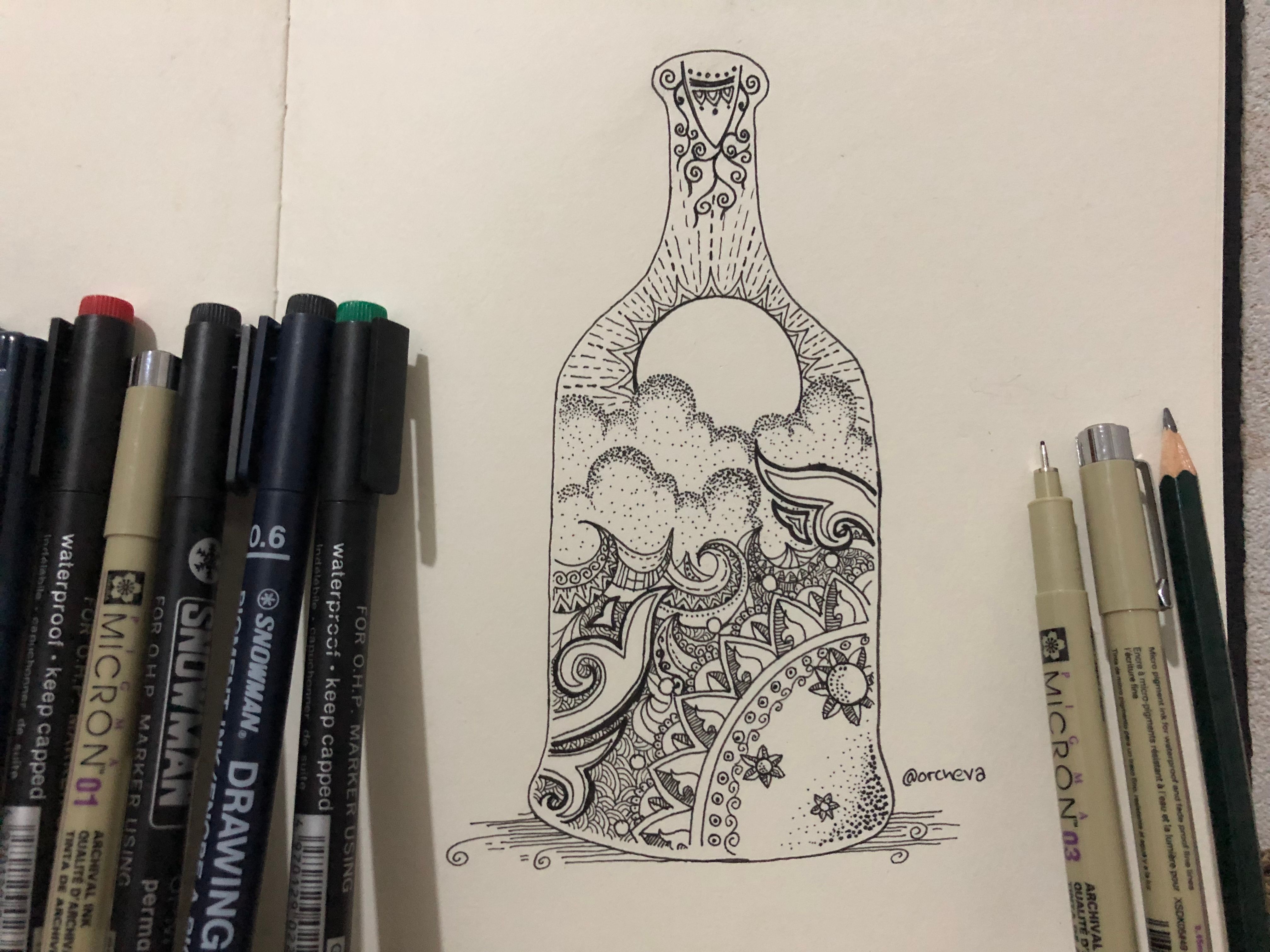 Orcheva Doodle Art Doodle In The Bottle Steemit
