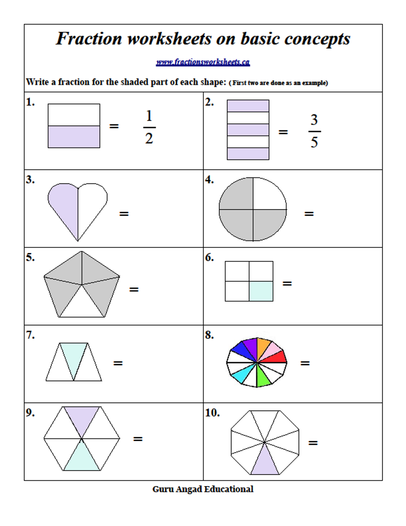 2ND GRADE MATH BASIC FRACTIONS - Two Quarters and Three Quarters