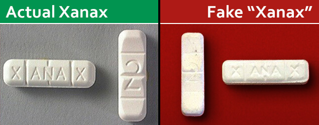 So here's what a real Xanax bar (pill) looks like vs a pressed (fake) Xanax...