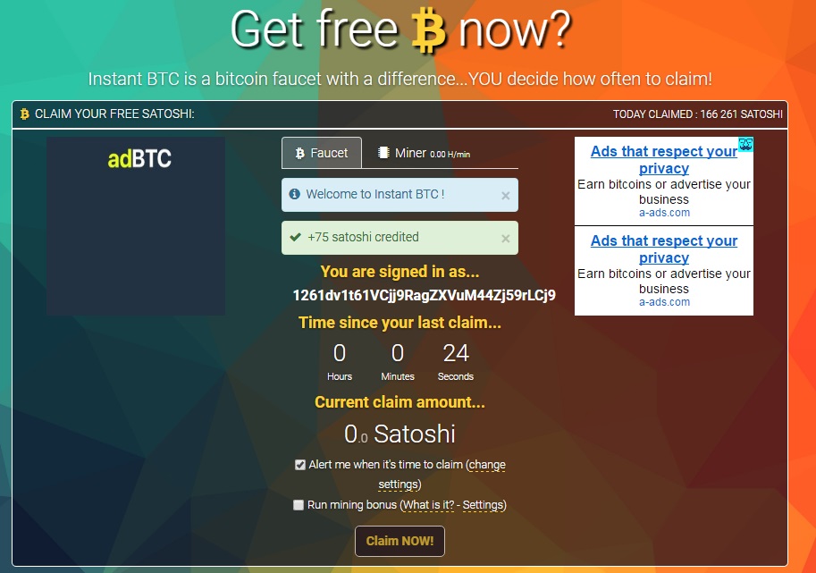 Bitcoin earn site instant claim