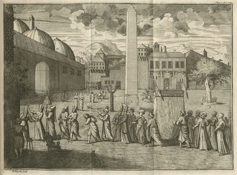 At_Meydani_square,_Hippodrome_of_Constantinople,_Serpent_Column,_Obelisk_of_Theodosius_-_Aubry_de_la_Mottraye,_Constantinople,_1727.jpg