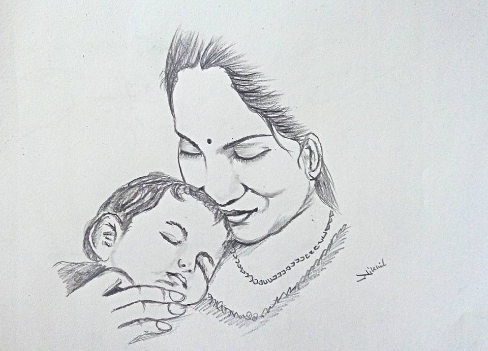 Mother's love | Mom drawing, Pencil drawings easy, Easy drawings