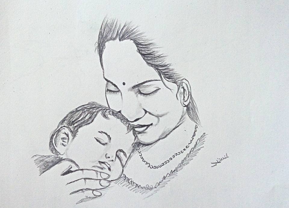 Mother And Child Love Drawing By Me Steemit