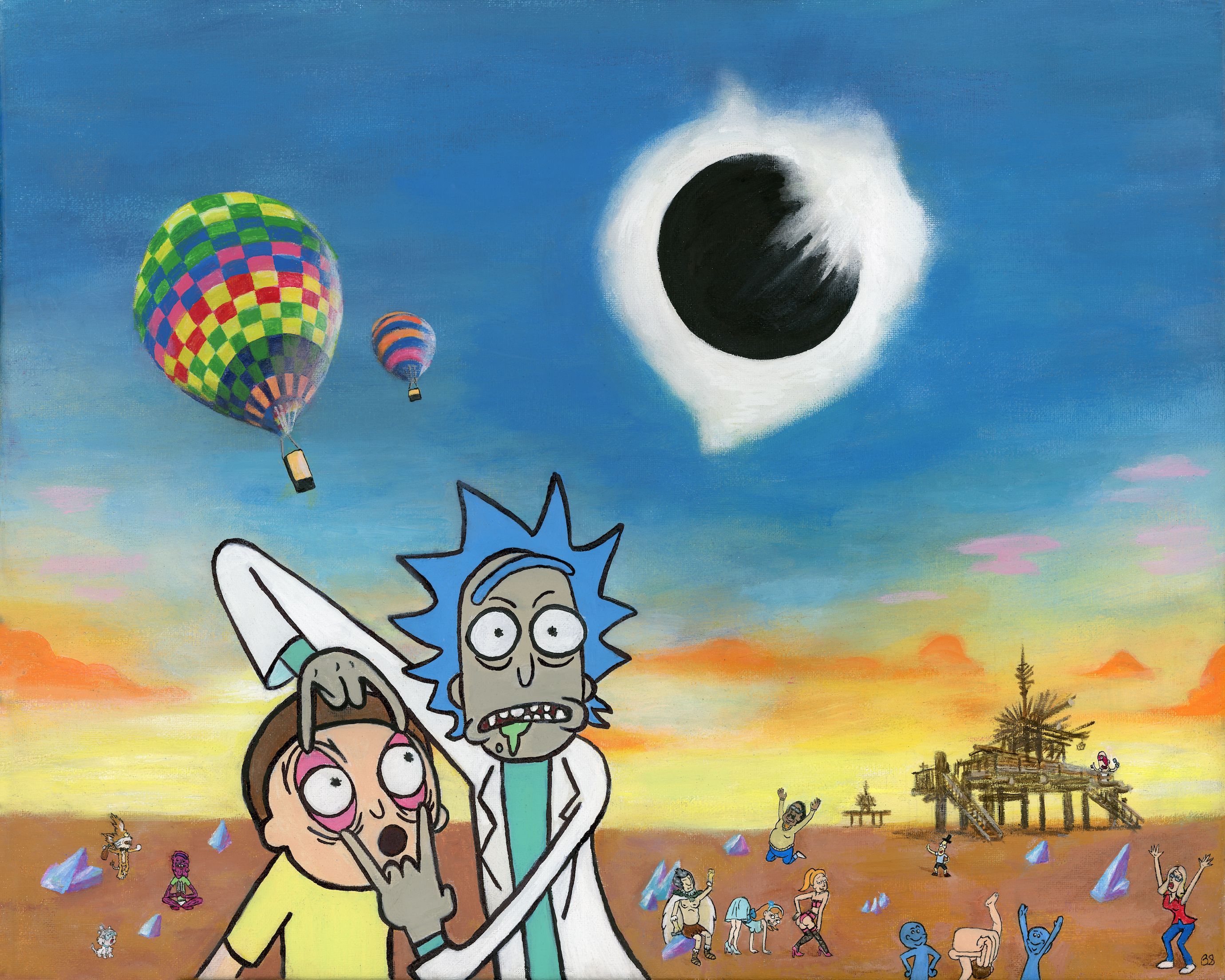 This painting is inspired by Rick and Morty and the Solar Eclipse that we h...