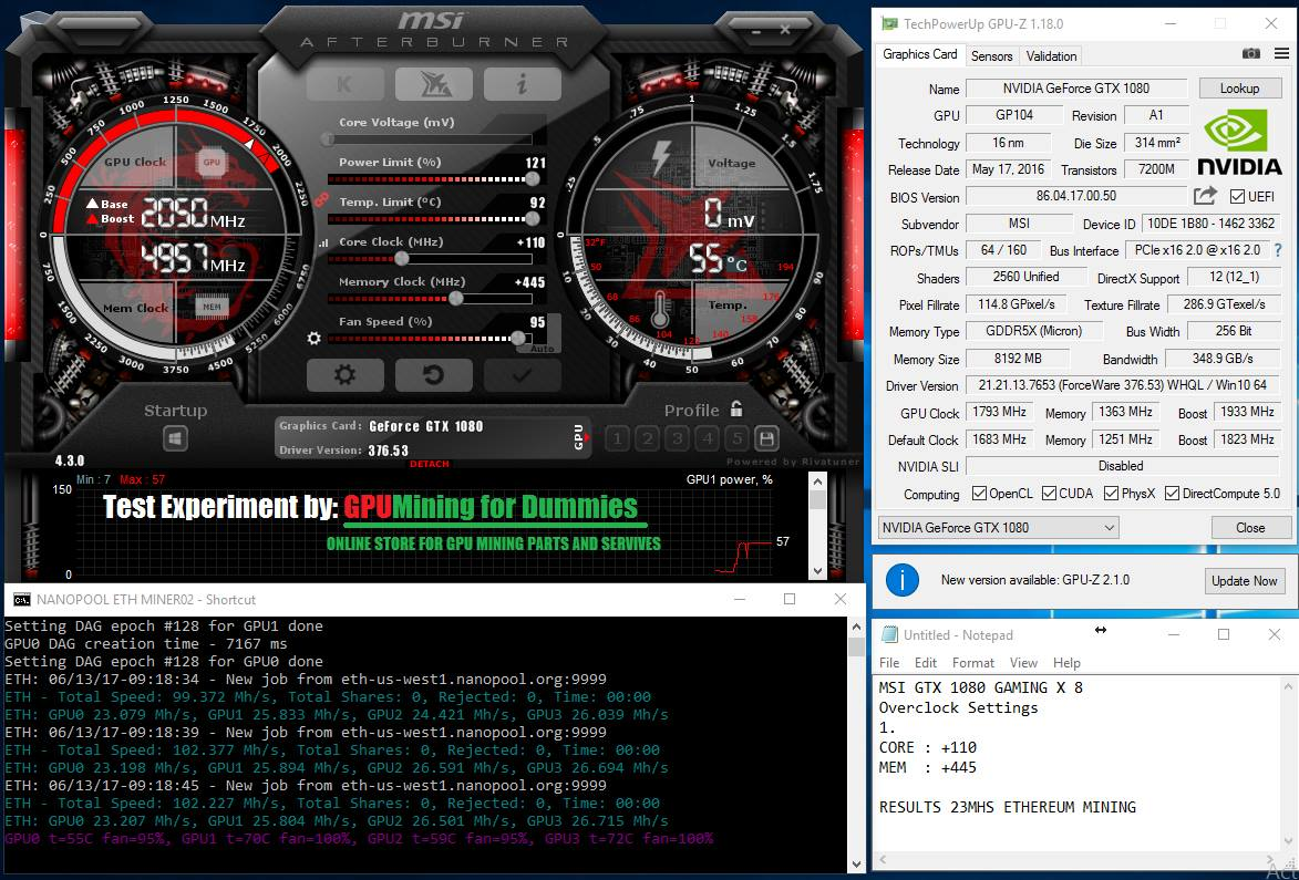 gtx 1080 ethereum overclock