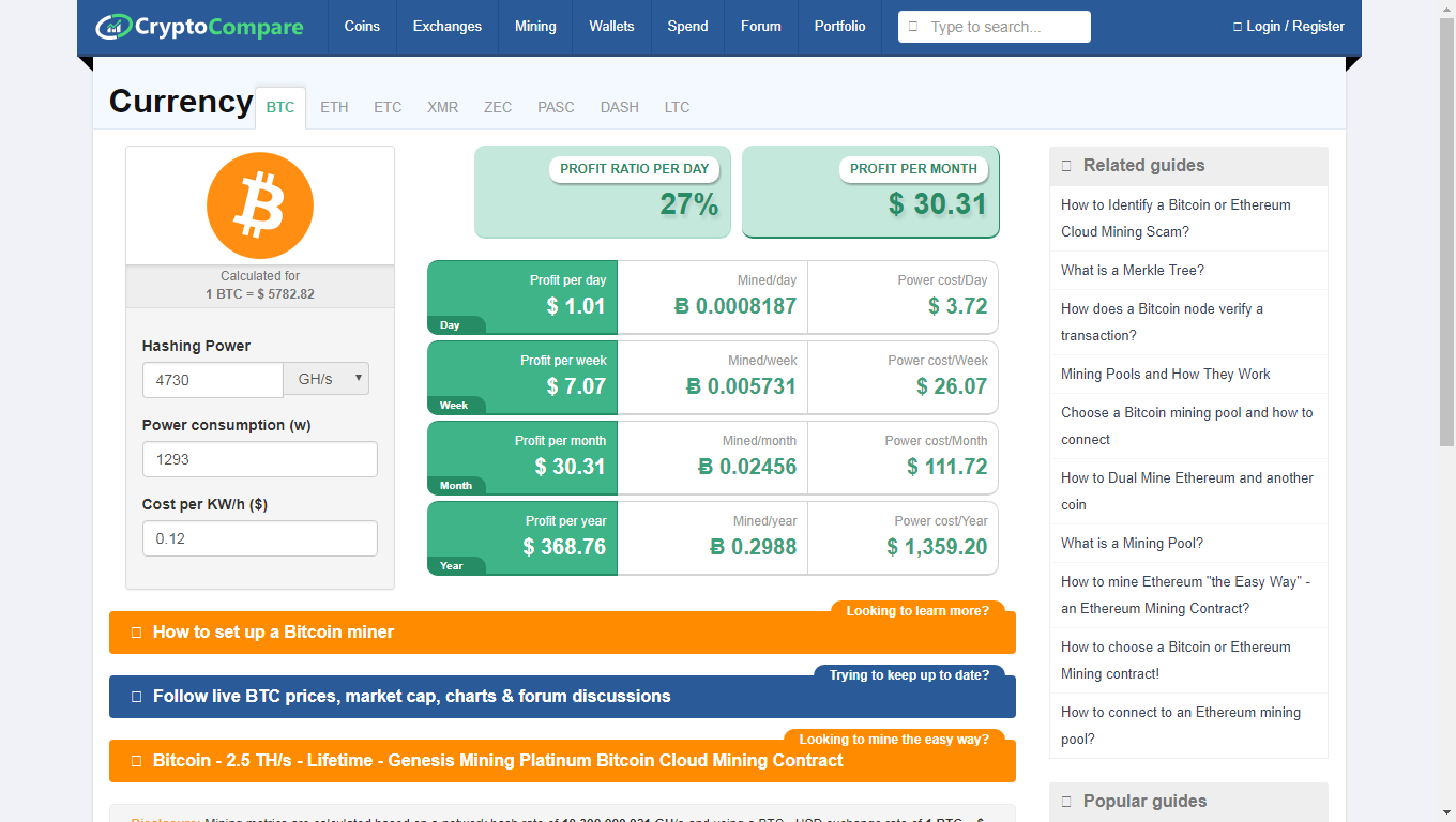 Bitcoin Mining Calculator & Profitability Calculator