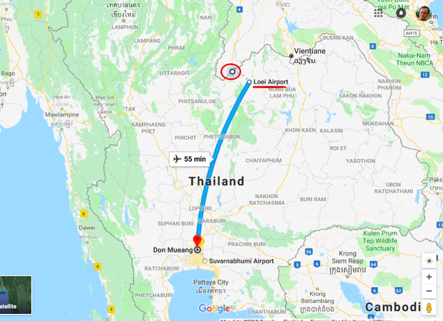 Bangkok to Loei Trip with Air Asia - Plane map