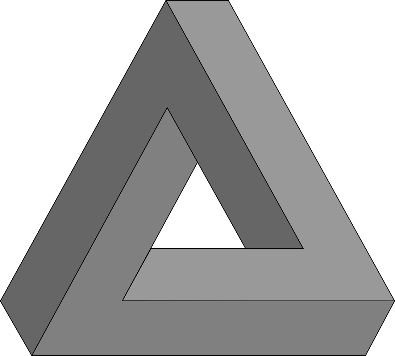 Случайная геометрическая фигура. Невозможный треугольник Пенроуза. Оптические иллюзии треугольник Пенроуза. Роджер Пенроуз невозможный треугольник. Иллюзия невозможный треугольник Пенроуза.
