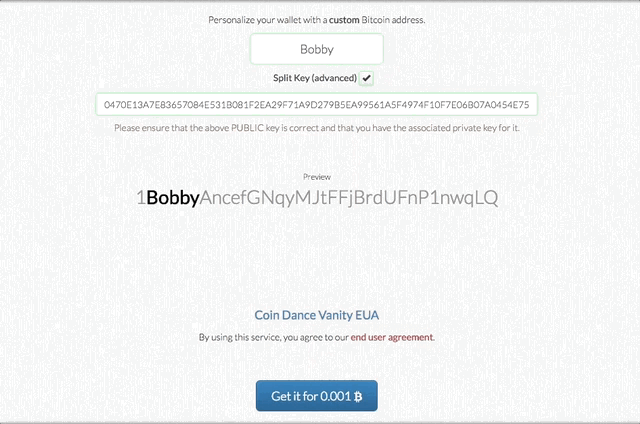bitcoin vanity adresas
