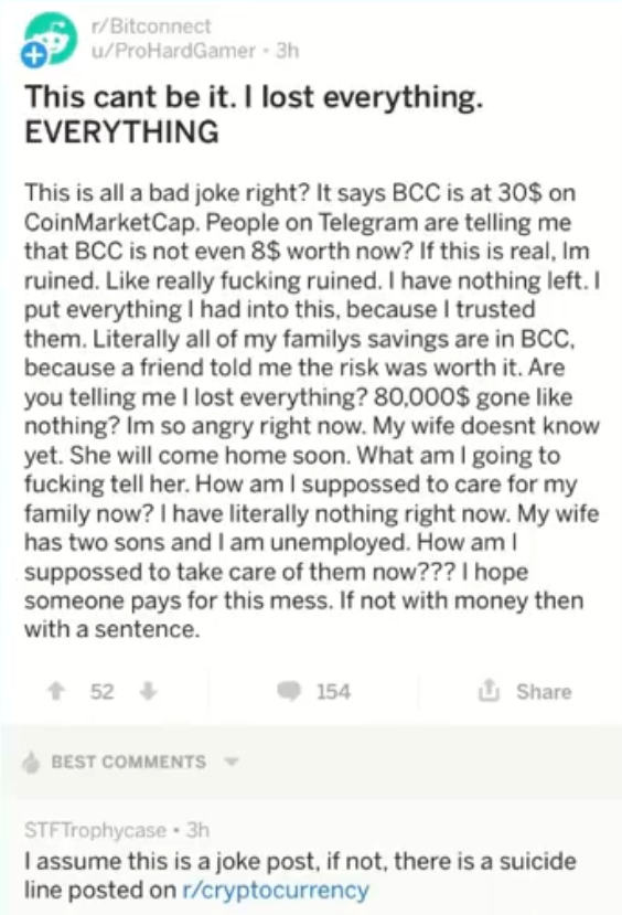 Some Of The R Bitconnect Reddit Posts In The Immediate Aftermath