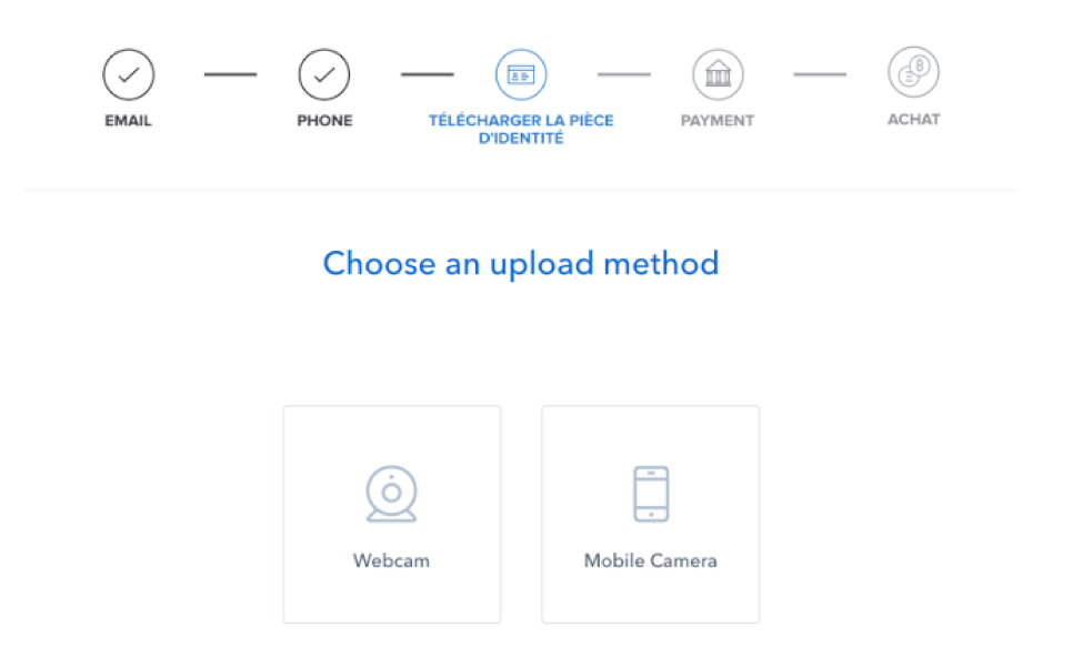 Choisir une méthode pour uploader ses papiers d'identité