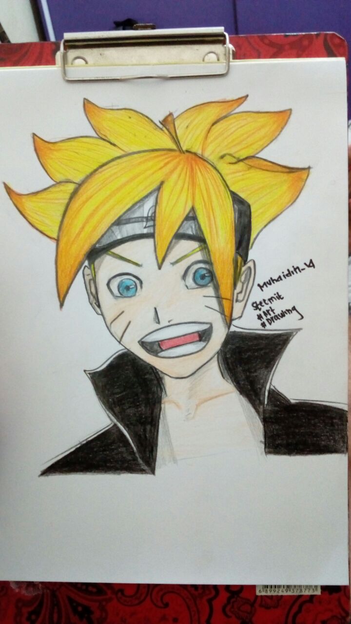 Naruto uzumaki pencil colour drawing by me:-)