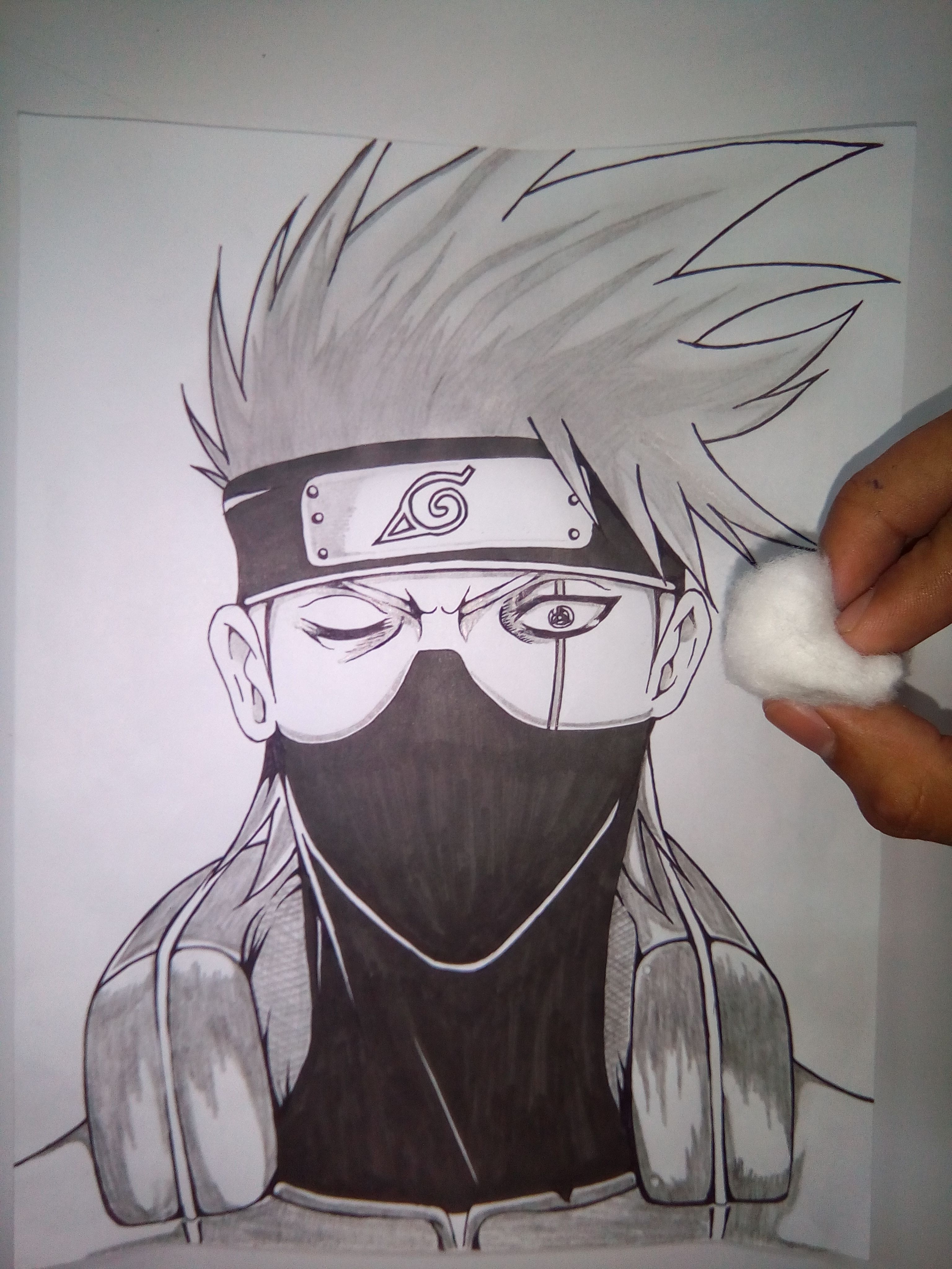 this is my pencil sketch of kakashi hatake and i am 13 years old so what  are ur thoughts on this ( i did a pencil sketch as i promised in my