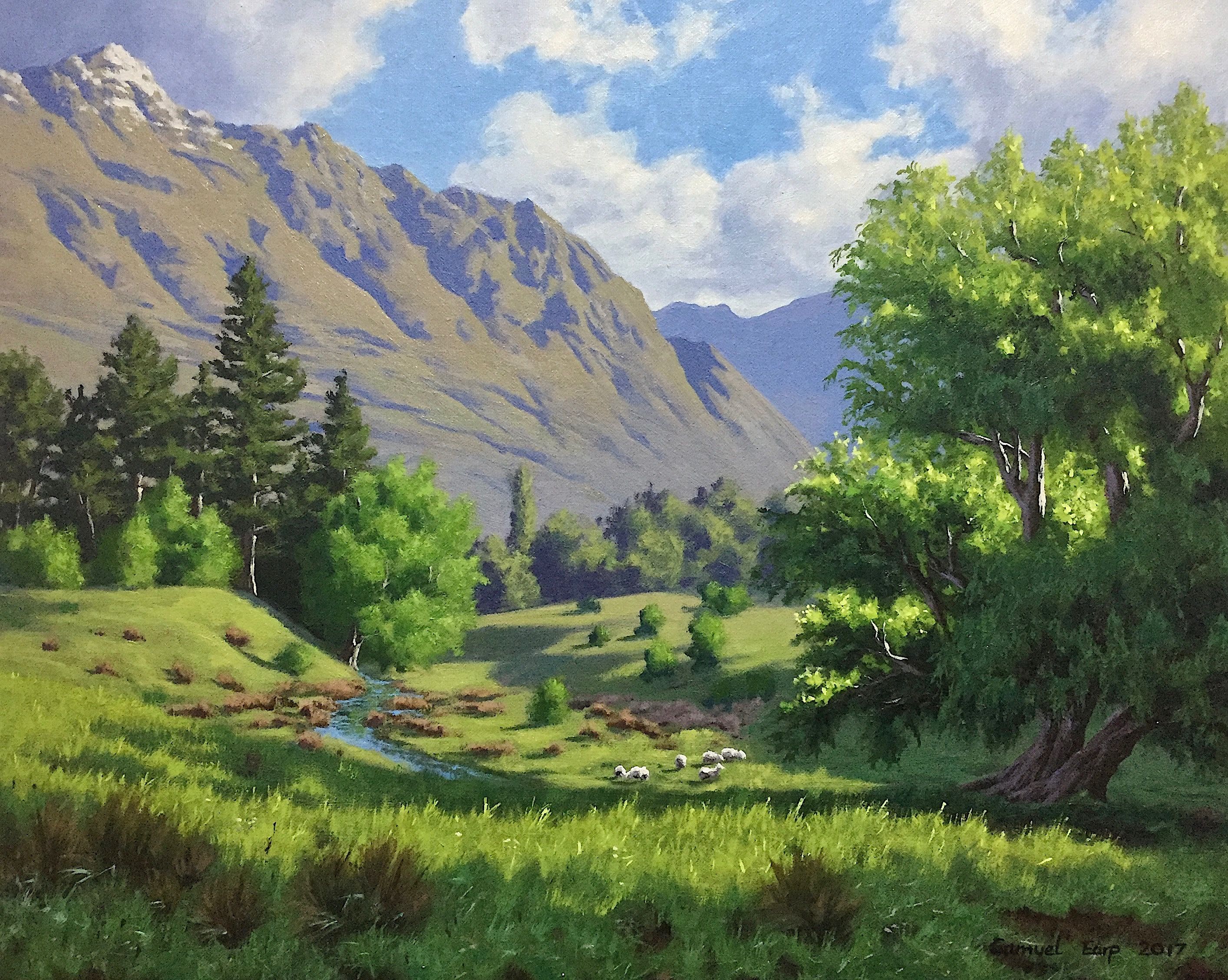 Mountain Valley New Zealand Painting Process Photos And Final Art Work Steemit