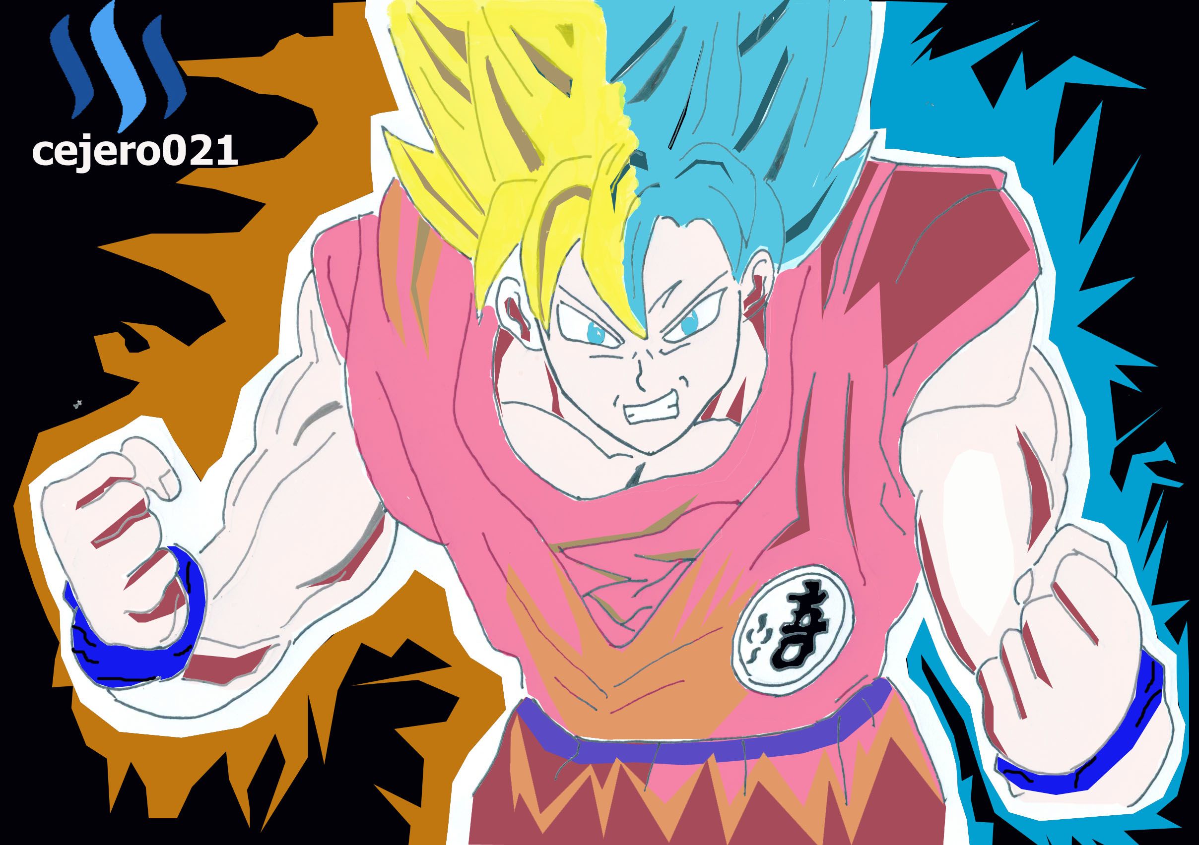 Goku super saiyan God drawing : r/dbz