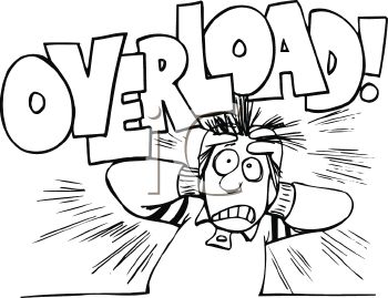 0511-1009-1319-0462_Black_and_White_Cartoon_of_a_Stressed_Out_Guy_with_the_Word_Overload_clipart_image.jpg