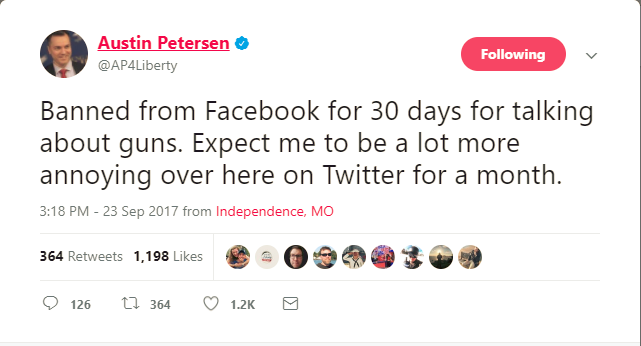 Austin Petersen banned from Facebook for AR15 Post 3