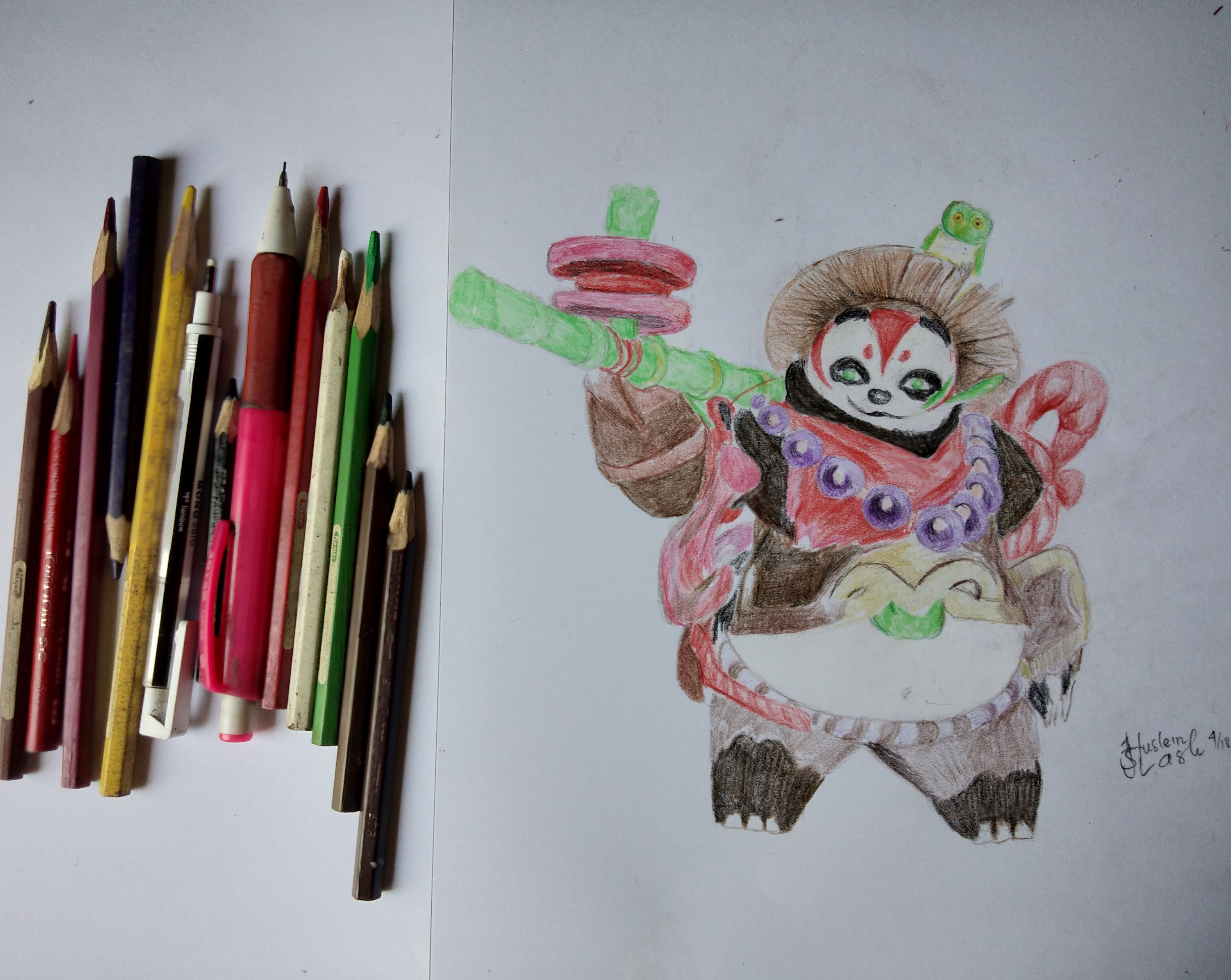 Drawing A Hero Of Mobile Legend Game Akai With Colored Pencils Bilingual Steemit