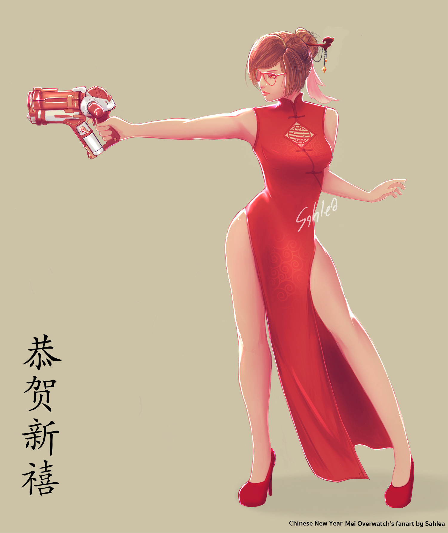 Mei fanart (Overwatch) Chinese newyear Happy new year! 恭贺新禧 — Steemit.