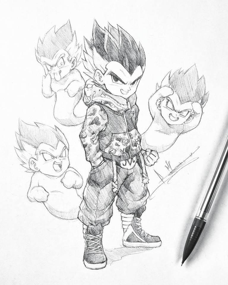 Dos #supersaiyans siempre son mejores como uno 😜. El concepto de DBZ x bape. #Dragonball #Gotenks #lápiz #ilustración.jpg