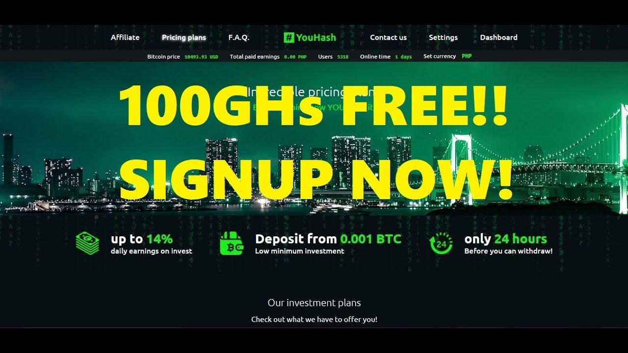 Youhash The New Bitcoin Mining Platform In Automatic 100ghs Free - 