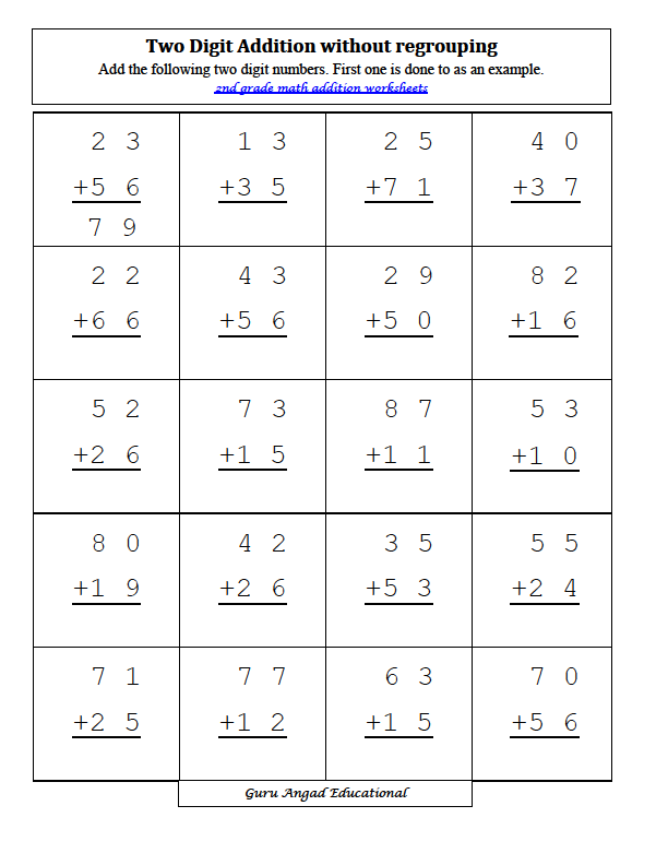 2Nd Grade Math - Addition Without Regrouping Worksheets — Steemit