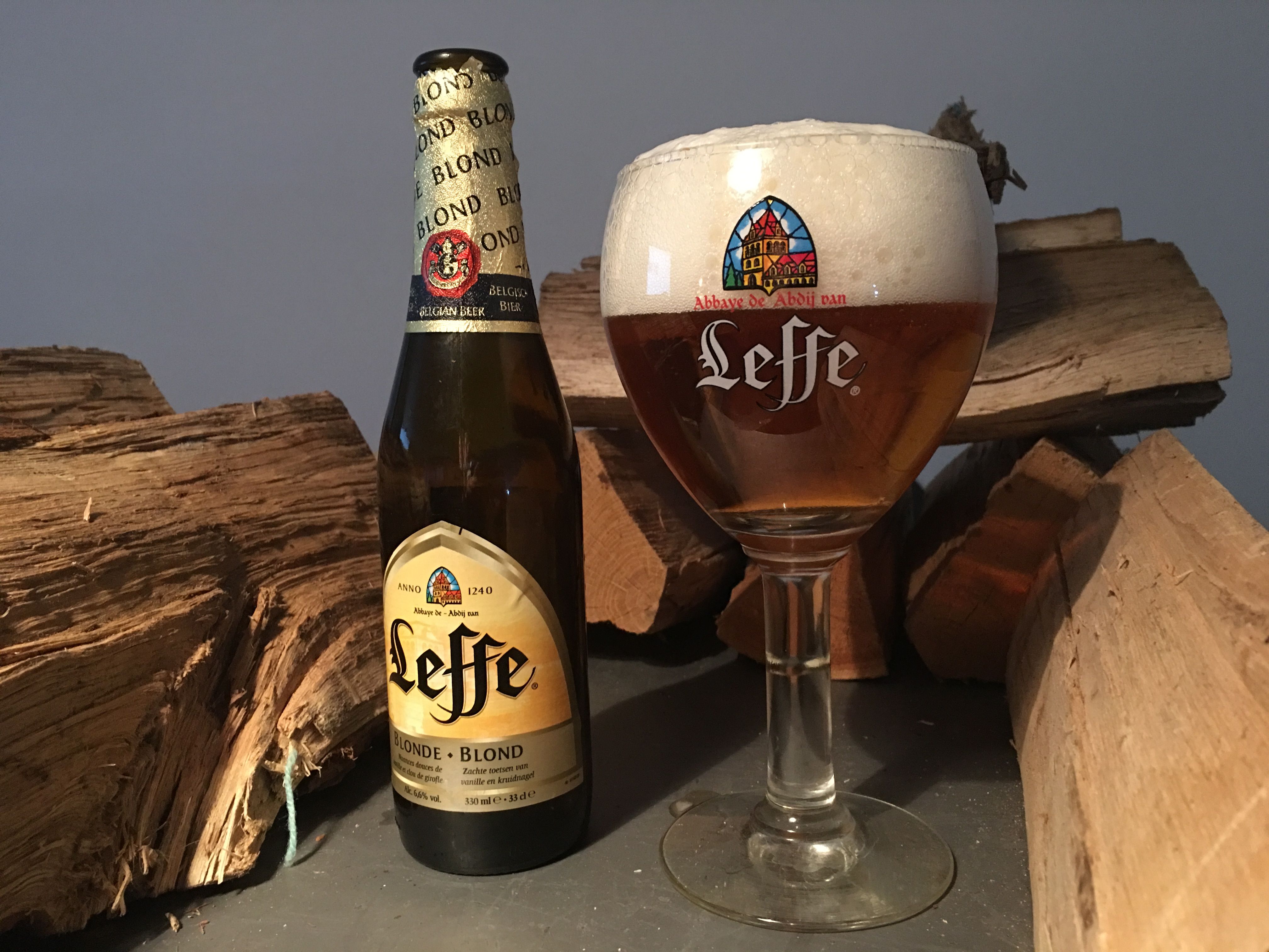 Leffe beer and wood.JPG