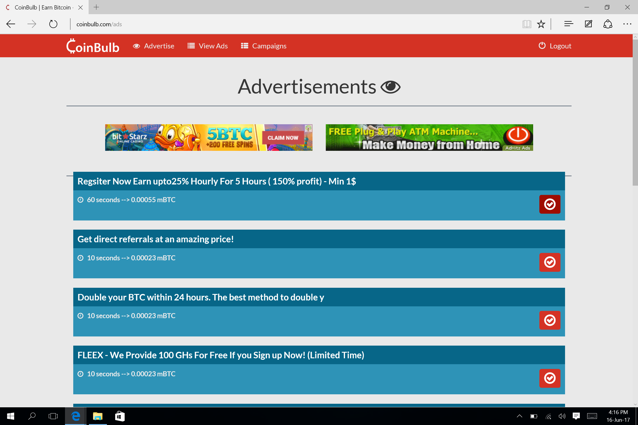 Earn Free Bitcoins By Just Viewing Advertisements 100 Verified - 