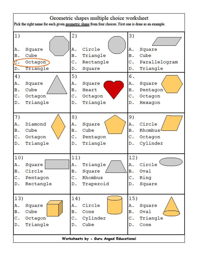 Basic Geometric Shapes Worksheets