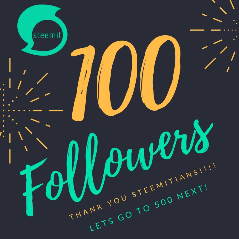 100 Followers Thank You Steemians Steemit