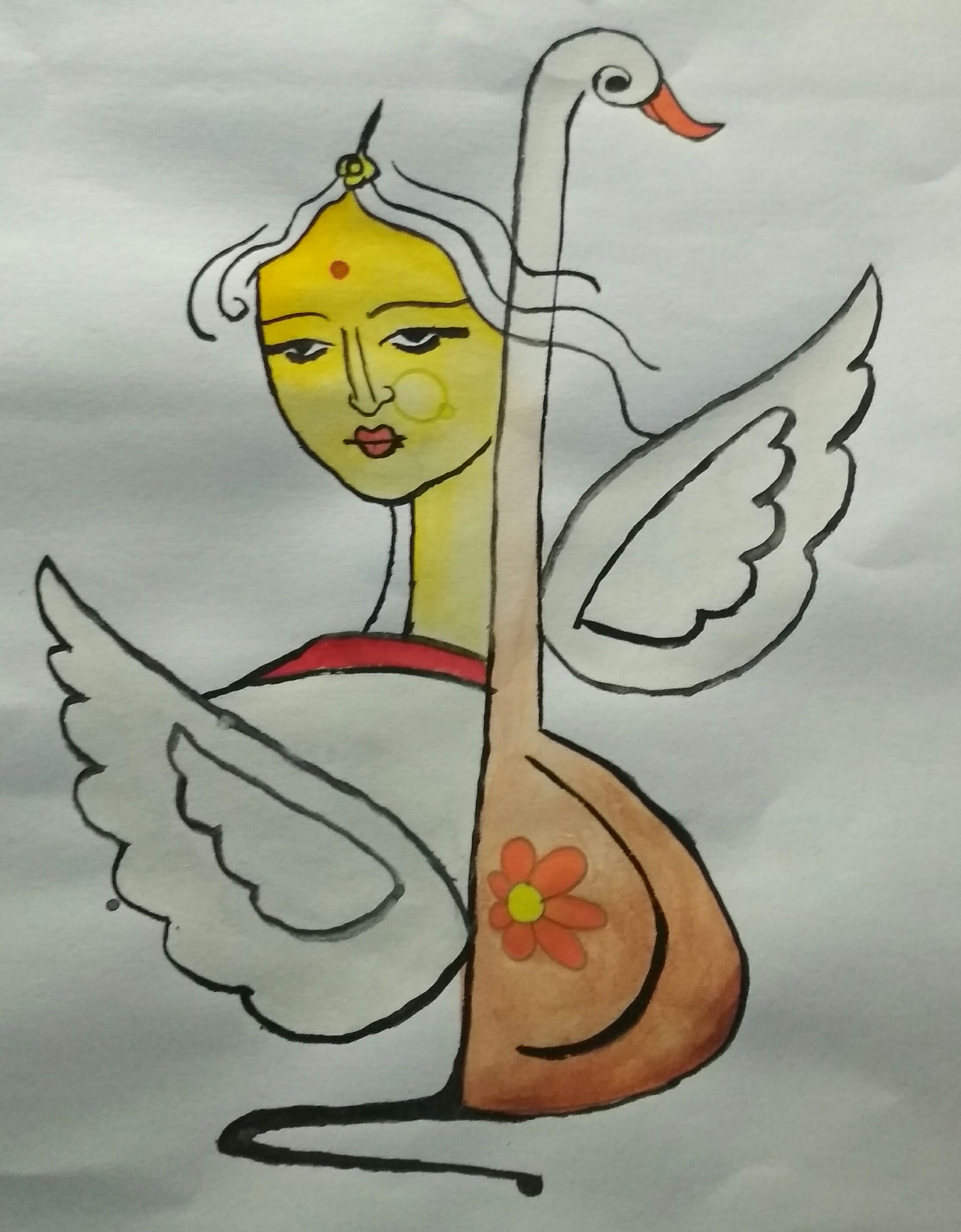 An excellent sketch on Goddess Saraswati — Steemit