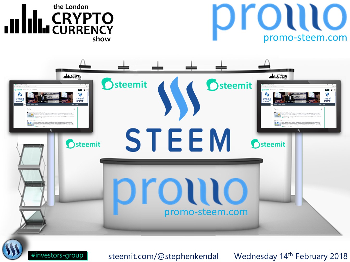 The London Cryptocurrency Show Promotion Stand Promo-Steem Steem Steemit.jpg
