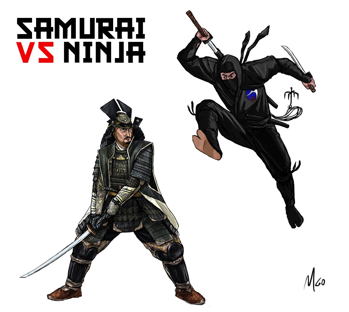 Samurai Vs Ninja Finished Character Artpieces For Custom Tee Steemit