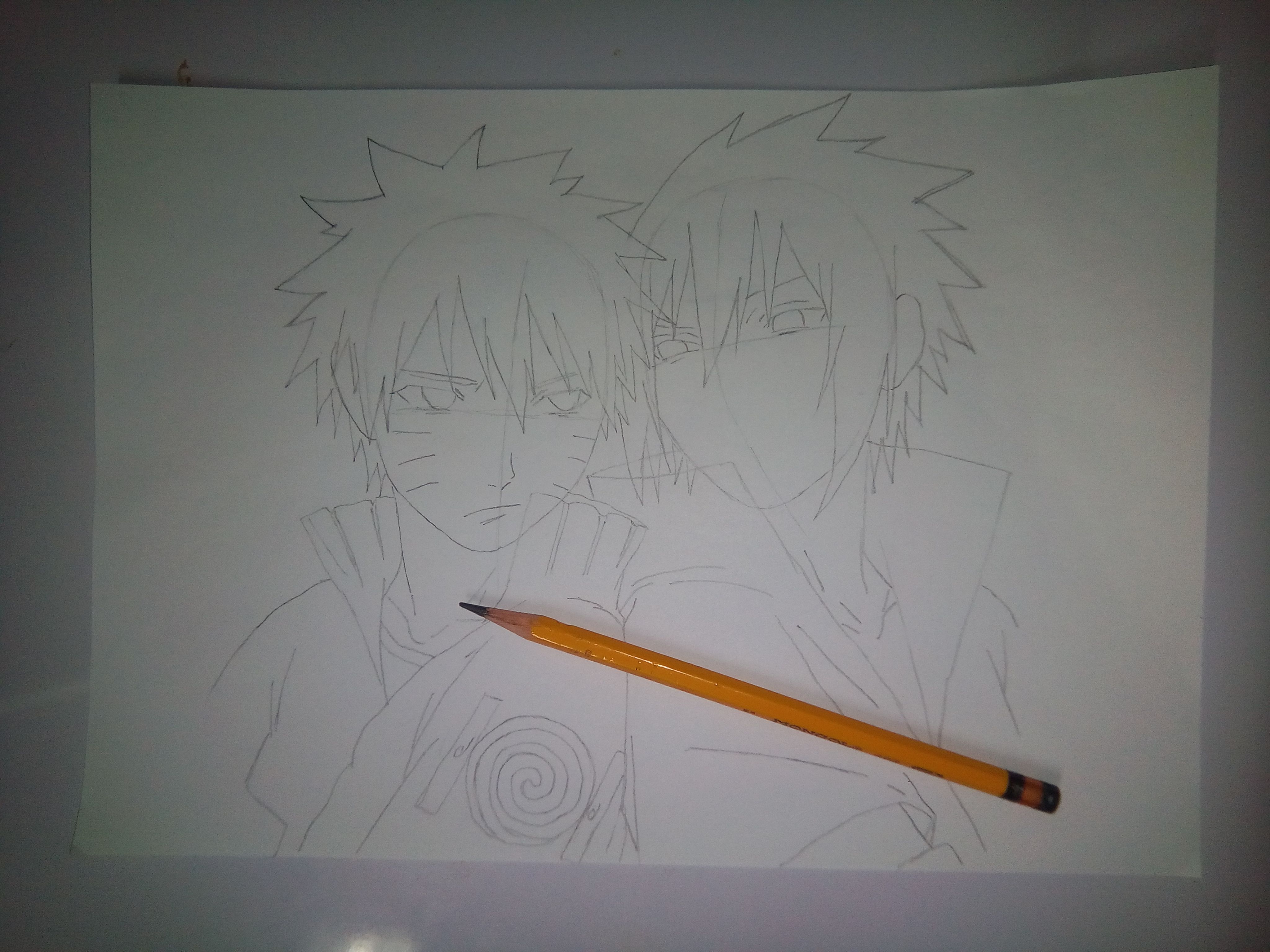 KREA - Pencil drawing of Naruto and Sasuke
