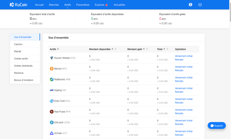 Altcoins disponibles sur KuCoin