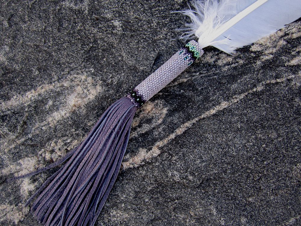Blue Jay Eagle Peyote Stitch Smudge Feather 1g.jpg